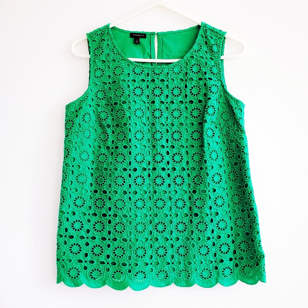 Talbots Kelly Green Top EUC